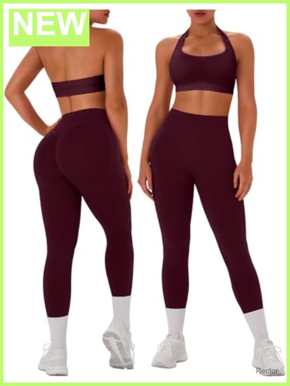 Women's Seamless Halter Sports Bra and Leggings Workout Set